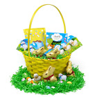 Easter Basket with GOLD BUNNY, Festive Chocolate for Kids with Yellow Easter Ba