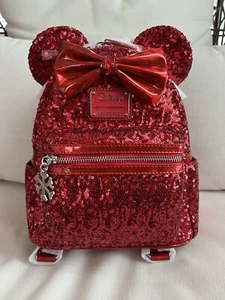 NWT Loungefly Disney Parks Exclusive Minnie Mouse Red Sequin Mini Backpack - Picture 1 of 7