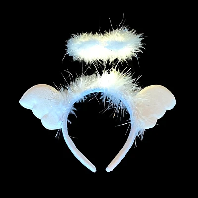 BF SOUVENIRS LED Plüsch Haarreif "ENGEL" weiß blinkend leuchtend Junggesellinnen Party