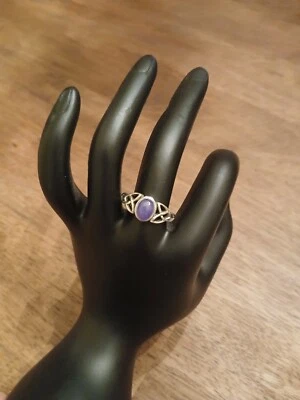 Anel de prata esterlina 925 calcedônia celta - Tamanho 8,5 - Imagem 1 de 3