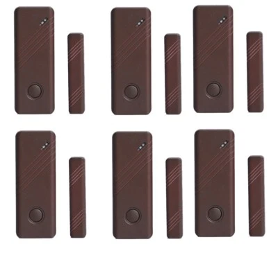 KIT 6 SENSORI MAGNETICI PORTE FINESTRE MARRONI ALLARME ANTIFURTO CASA WIRELESS