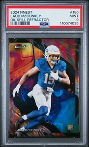 2024 Topps Finest Uncommon Ladd McConkey #186 Oil Spill Refractor /15 (RC) MINT - Bild 1 von 2