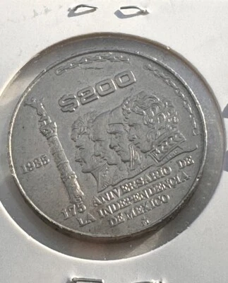 1985 MEXICO $200 Pesos, 175th Anniversary of Revolution commemorative coin - Image 1 of 2