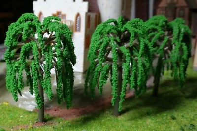 BONN-BAD-GODESBERG 5 dunkelgrüne Weiden, Weidenbäume, 65 mm hoch