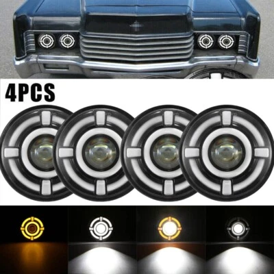4pcs 5-3/4" 5.75" LED Headlights Hi/Lo Beam DRL for Lincoln Continental Mark VI Foto 1 de 4