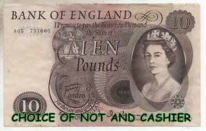 ENGLISH TEN £10 POUND BANK NOTE CHOICE OF NOTE AND CASHIER