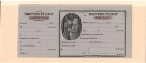 1870's Brewers Permit Stamp with Full Stub Nice Condition NH NGAI - Picture 1 of 1