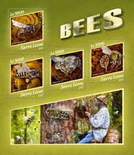 Sierra Leone Bees Stamps 2017 MNH Honey Bee Insects Fauna 4v M/S