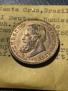 ** BRAZIL 1889 SECOND GERMAN SHOOTING FEST , BRONZE MEDALLIC 20 REIS...SCARCE ** - Picture 1 of 2