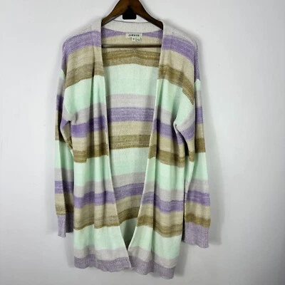 Cárdigan Suéter Orvis M Rayas Pastel Mezcla de Lino Ligero Abuela Costera Foto 1 de 4
