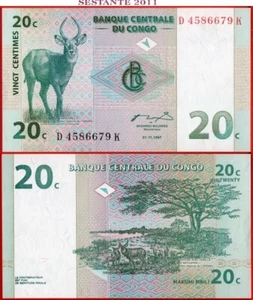 CONGO 20 CÉNTIMOS 1997 P 83 SIN CIRCULAR envío gratis desde 100$ - Imagen 1 de 3
