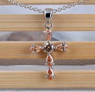 Collar Colgante 7 Colores Moda Mujer Joyería Único Cruz Cristal Circón AAA Foto 1 de 4