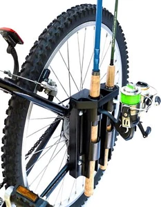 Bike Fisherman Fishing Rod Holder Hold 2 Rods Easily Mount Fishing Poles to Bike - Picture 1 of 18