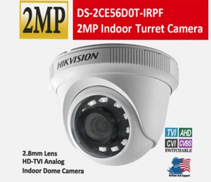 HIK 2MP 1080p Indoor Dome Camera 2.8mm HD Analog TVI/AHD D-WDR IR 20m - Picture 1 of 3