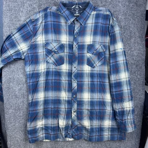 Kuhl Shirt Snap Button Up Shirt Men's Extra Large Blue White Plaid Long Sleeve - Picture 1 of 15