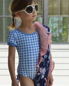 NWT Well Dressed Wolf Wildling Lavender Blue Gingham Leo Swimsuit size 18 mths - Picture 1 of 10