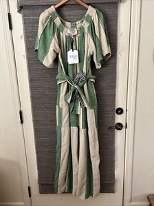 Ace & Jig Women’s Casa Dress in Estate Green White Stripe Size L NWT - Picture 1 of 4