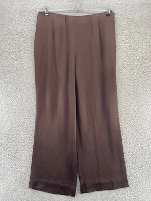 Pantalones Lafayette 148 para mujer 16 marrón satinado pierna ancha tobillo formal diario informal Foto 1 de 4