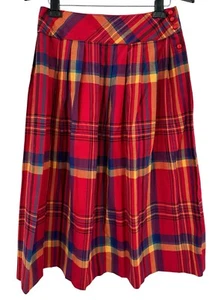 Vintage Wollmischung Midi Rock 13/14 Plissee rot bunt Tartan kariert Rockabilly 70 - Bild 1 von 8