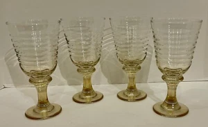 Copas de agua de vino acanaladas ámbar vintage Libbey Sirrus 12 oz Usadas en excelente estado - Imagen 1 de 8