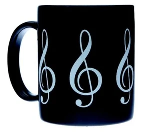 MUG MUSIC DESIGN TREBLE CLEF BLACK - Picture 1 of 1