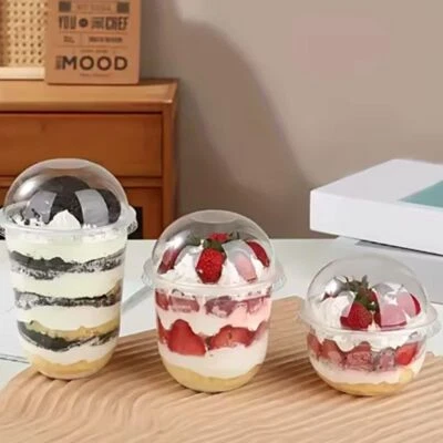 50pcs Transparent Ice Cream Cup 250/360/500ML Salad Cup Dessert Cup  Jelly - image 1 of 4