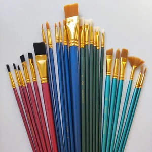 Pinselset - 24 teilig Künstler Pinsel Pinselsatz NEU für Acryl Waßerfarben Öl - Picture 1 of 9