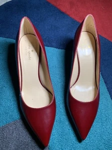 Kate Spade Dark Red Cherry Color Leather Pointed Toe Pumps Size 9 - Picture 1 of 6