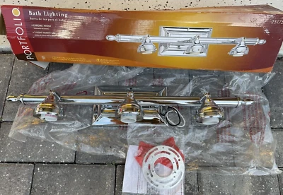 NEW Portfolio Chrome 3 Light Vanity Bar Bathroom Lighting Wall Fixture 251754 - Image 1 of 4