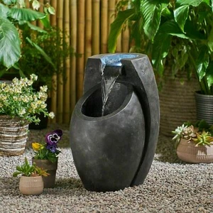 Outdoor Faux Stone Fountain with LED Lights - Picture 1 of 5