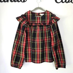 NEW Crewcuts Girls' Double-Ruffle Trim Top in Stewart Tartan Size XL - Picture 1 of 8