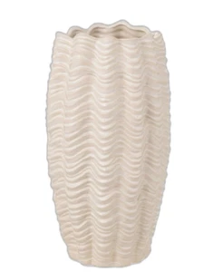 Vase Muschelmotiv aus Keramik creme beige mediterrane Muschel-Deko formschön - Bild 1 von 3