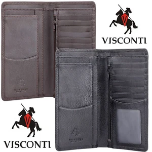 Visconti Soft Real Leather RFID Long Slim Jacket 8 Card Mens Boxed Wallet  - Picture 1 of 17