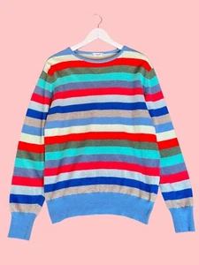 CELINE Women’s Sweater 100% Cashmere Striped Colorful Vintage Jumper Sz 46 L/XL - Picture 1 of 8