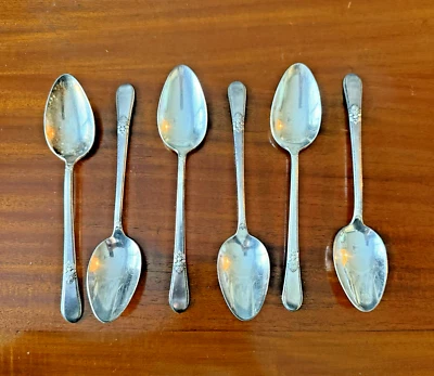 Set of 6 Vintage 1847 Rogers Bros IS Place Oval Soup Spoon 7 1/4" Adoration? - Image 1 of 4