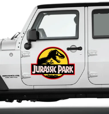 Jurassic Park Yellow Back CLING! 1 water/UV proof Removal decals for your Car Foto 1 de 4