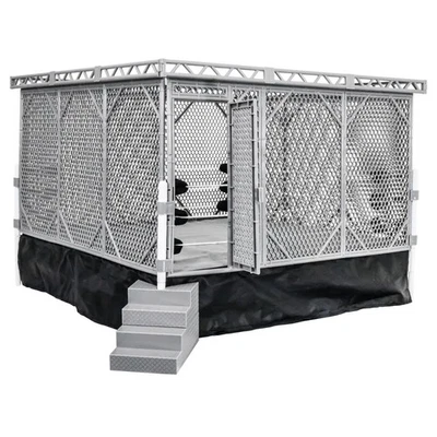 FIGURES TOY COMPANY Steel Cage Playset & Wrestling Ring for WWE & AEW Wrestling Action Figures