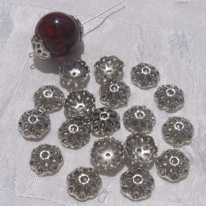 S22 - SET 12 ZWISCHENSCHALEN PERLEN METALL SILBER 12 MM für Perlen - Bild 1 von 3