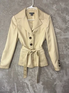 Ann Taylor Gr. 2 hellbraun beige Blazer mit Gürtel Jacke klassisch Business - Bild 1 von 4