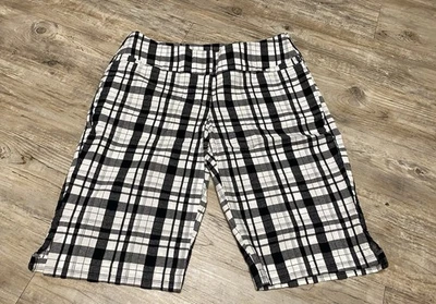 Bermudas Madison para mujer talla 12 blancas y negras a cuadros informales preppy   Foto 1 de 4