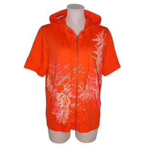 LRL Lauren Jeans Co Ralph Lauren Orange Hoodie Script Full Zip Womens XL NEW - Picture 1 of 12
