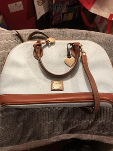 Dooney & Bourke Light Blue & Brown Dome Shoulder Bag Purse - Picture 1 of 16