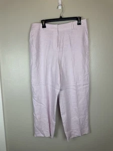 Talbots hellrosa Leinenhose Größe 10 neu mit Etikett Taschen Gürtelschlaufen - Bild 1 von 14