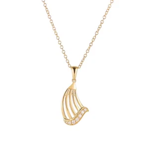 14K Yellow Gold Natural Diamond Pendant Necklace MZ71907 - Picture 1 of 8