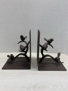 Cast Iron Birds On A Branch Bookends   Set Of 2  - Picture 1 of 3