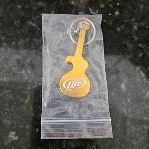 1 New Gold Miller Lite Guitar Key Chain Bottle Opener NIP - Picture 1 of 2