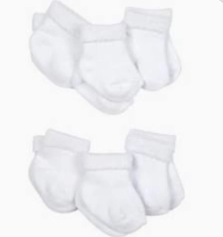Gerber Unisex White Wiggle Proof Stay On Organic Cotton Baby Socks, 0-3M, 6 Pair - Image 1 of 1