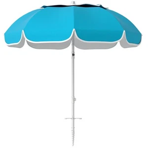 Outsunny Beach Umbrella, Blue, Refurbished - Picture 1 of 11