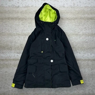 Jaqueta de esqui vintage Bond Puffer M Jet preta náilon zíper completo isolada anos 90 - Imagem 1 de 4