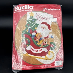 VTG! Bucilla Gallery of Stitches "Santa's Sleigh" Xmas Felt Stocking Kit 33186 - Picture 1 of 3